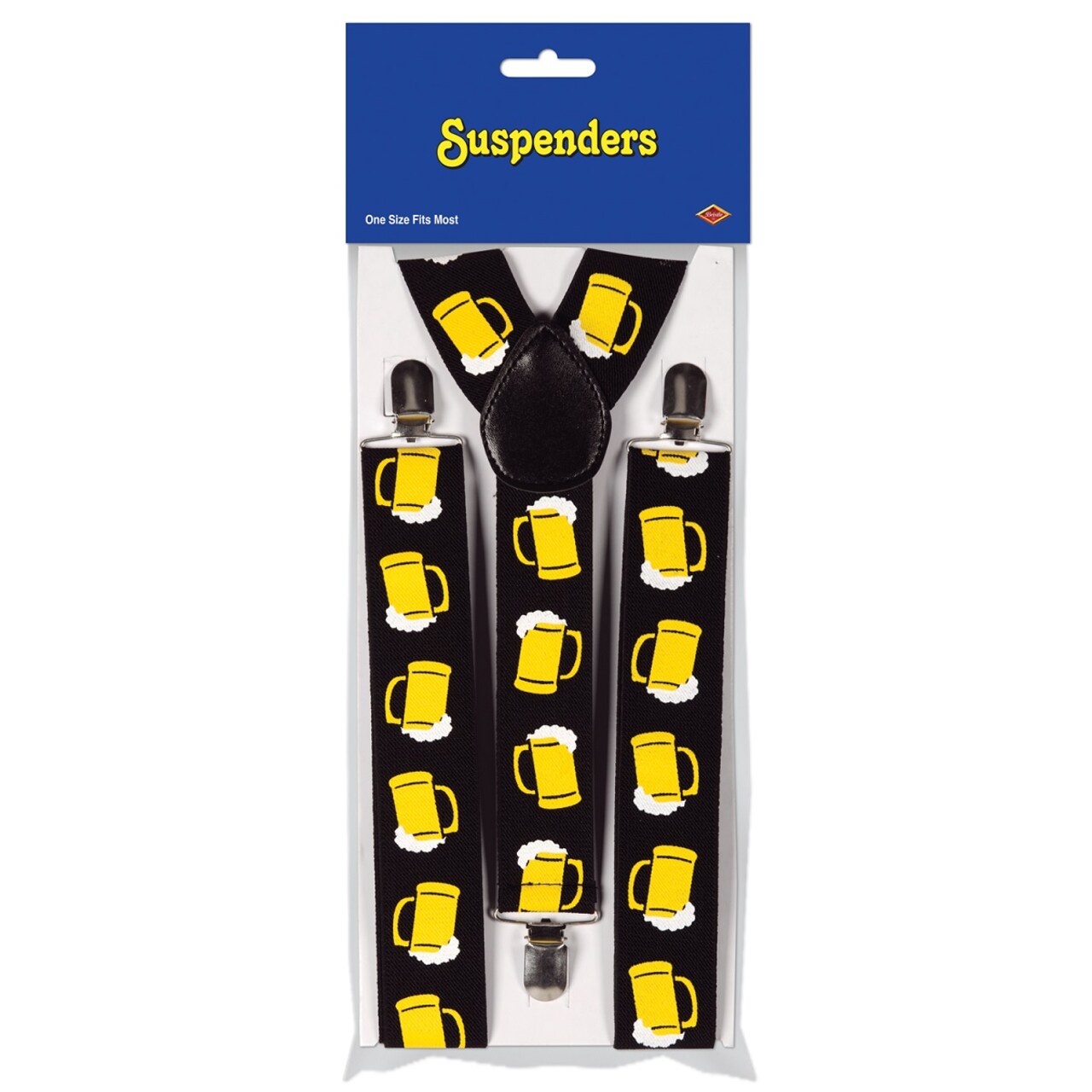 Party Central Club Pack of 12 Black and Yellow Adult Unisex Suspender Costume Accessories - One Size
